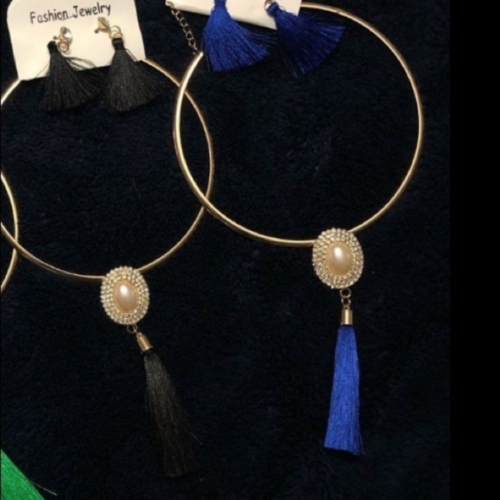 Tassel Choker Necklace & Earrings Sets